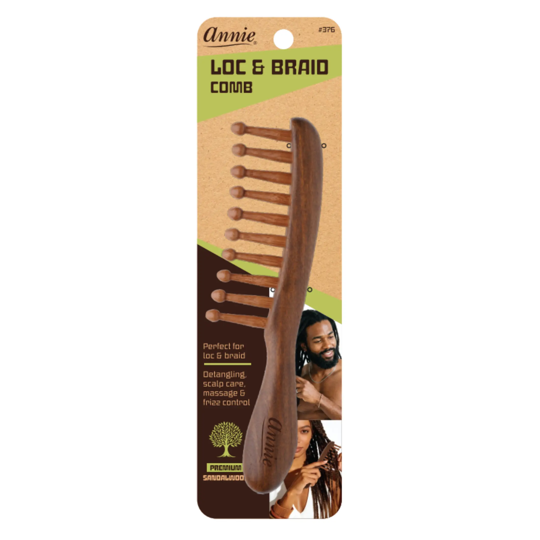 Annie Loc & Braid Comb, 1 Count, Sandalwood