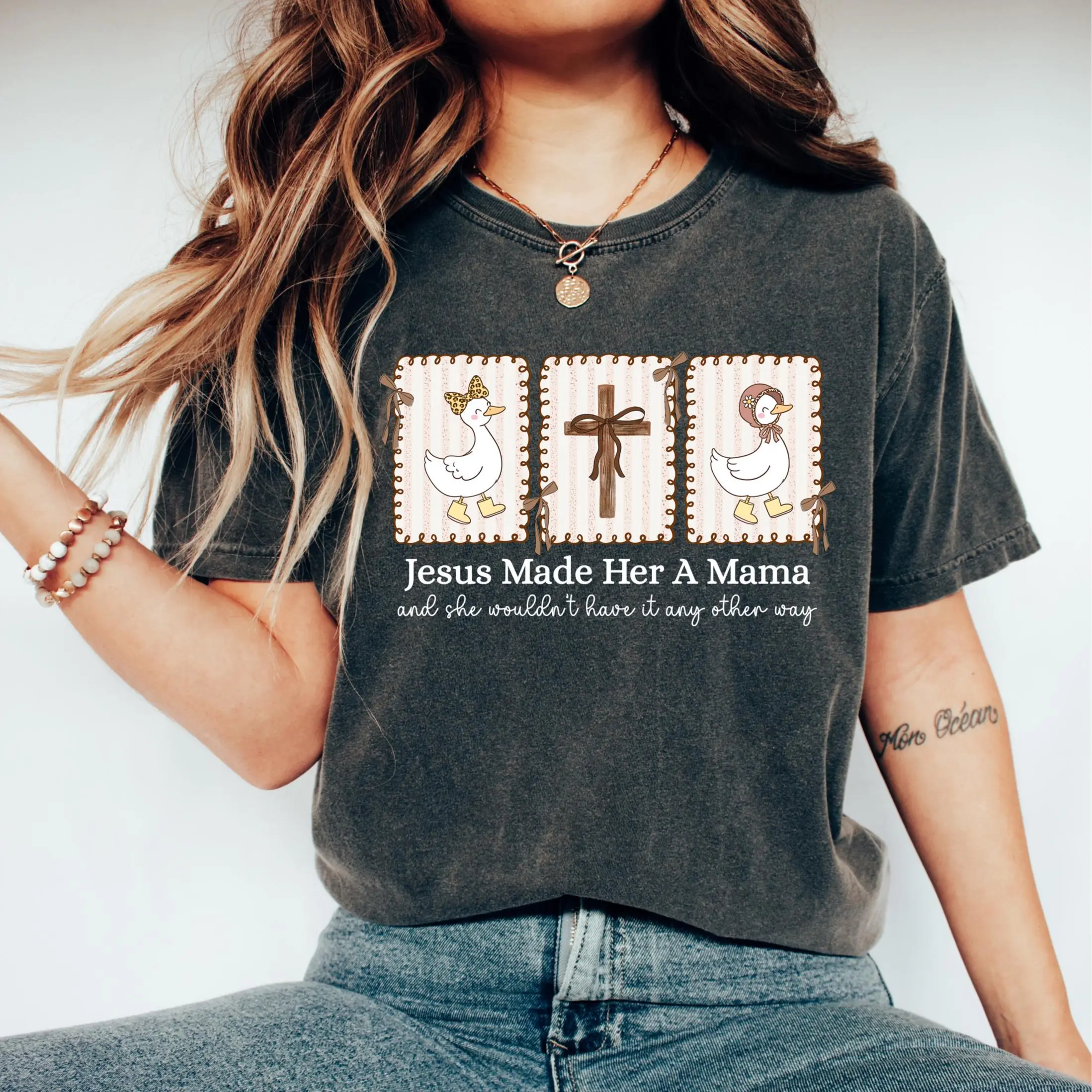 Comfort Colors Jesus Made Her a Mama Shirt, Christian Mom tShirt, Mother Day Faith Tee, Religious Mom Gifts, Jesus Made Her a Mama Sweatshirt, Bible Tee - AMBER