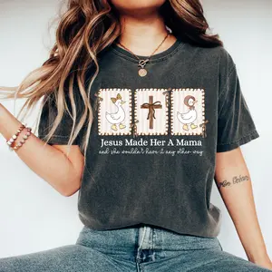 Comfort Colors Jesus Made Her a Mama Shirt, Christian Mom tShirt, Mother Day Faith Tee, Religious Mom Gifts, Jesus Made Her a Mama Sweatshirt, Bible Tee - AMBER