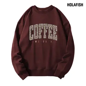 Holafish COFFEE Women's Sweatshirt Fleece Soft  Fall Sweatshirt, Retro Merry Christmas Autumn Shirt Cozy Holiday Wear ,Xmas Gift