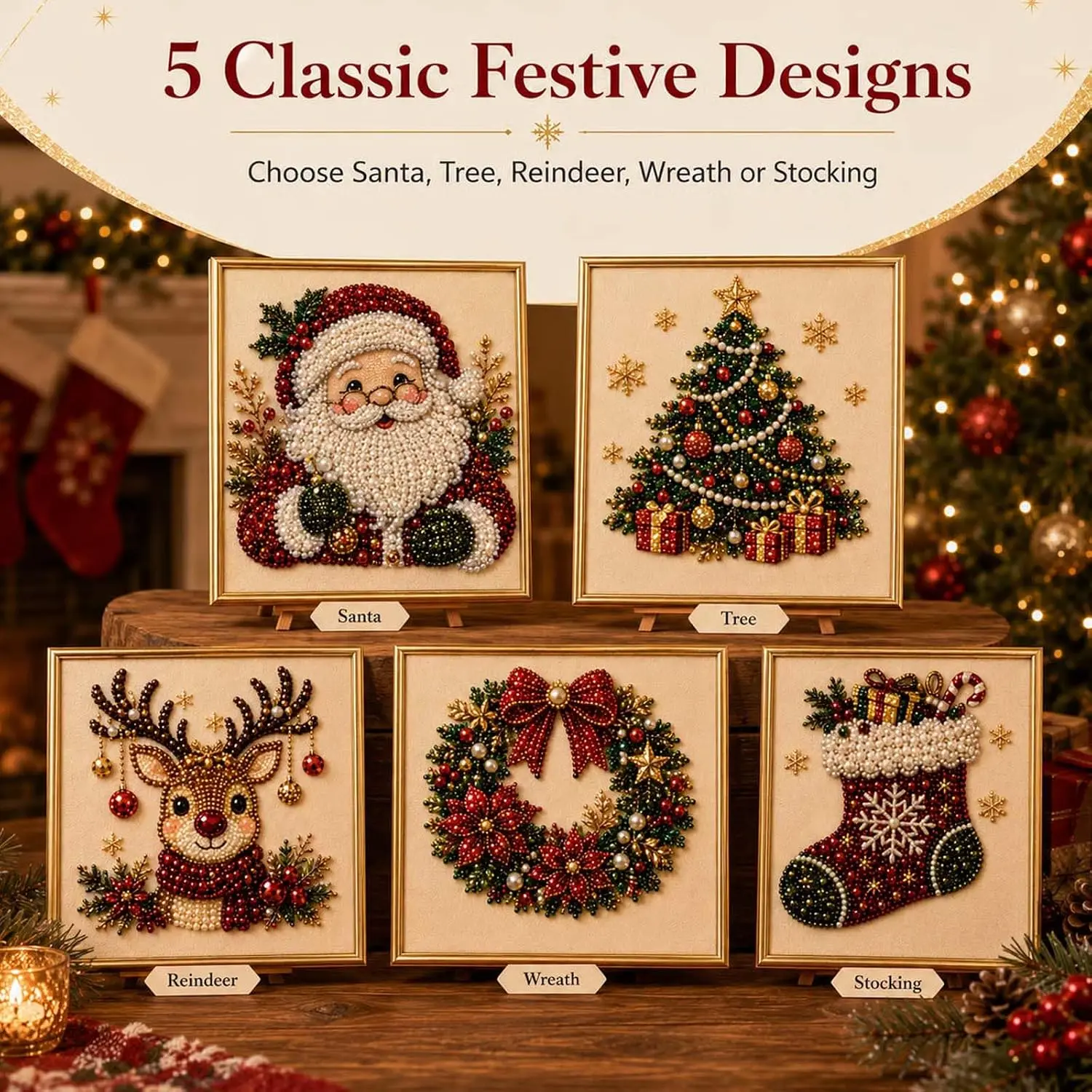 10"x10" Christmas Themed Pearl Art DIY Kit, Warm And Cute 3D Diamond Painting Craft, DIY Home Decor Wall Art, DIY Seasonal Party Gift For Beginners