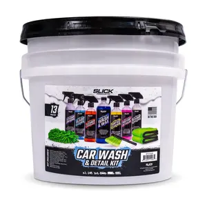 Slick Products 13-Piece Car Wash Cleaning and Detailing Kit, Towel & Scrub Brush