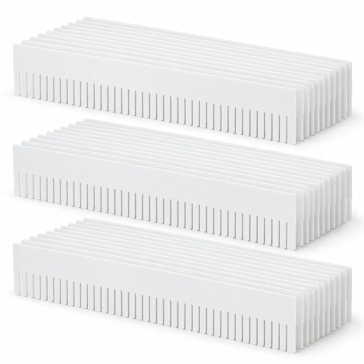 30-Pack White Interlocking Drawer Dividers, Low-Profile Plastic Organizer Panels for Socks, Underwear and Desk Storage