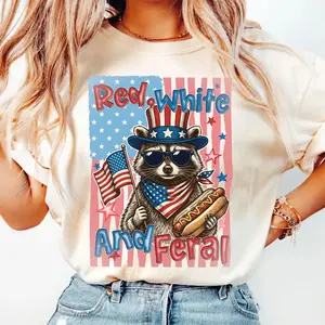 4th Of July Raccoon T Shirt, Patriotic American Flag Tee, Retro Usa Animal Shirt, Independence Day Outfit, Cute Freedom Design, Funny Raccoon Graphic Tee, Red White And Blue Celebration Shirt, American Pride Apparel, Unisex Crewneck Pullover Tee