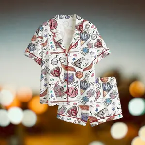 HP Wizard School Wizard Academy Magic School Satin Pajama Set, Wizard Academy Magic Pajama Sleepwear, Nightwear Set Gifts For Her #PersonalizedPjs #BambooPajamas #MatchingSets #VintageVibe #PajamaCore