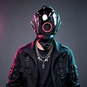 COSTRIBE Red LED Futuristic Rechargeable CyberPunk Mask - Stylish Men's Tech Accessories, Fashion Face Covering for Rave, Halloween