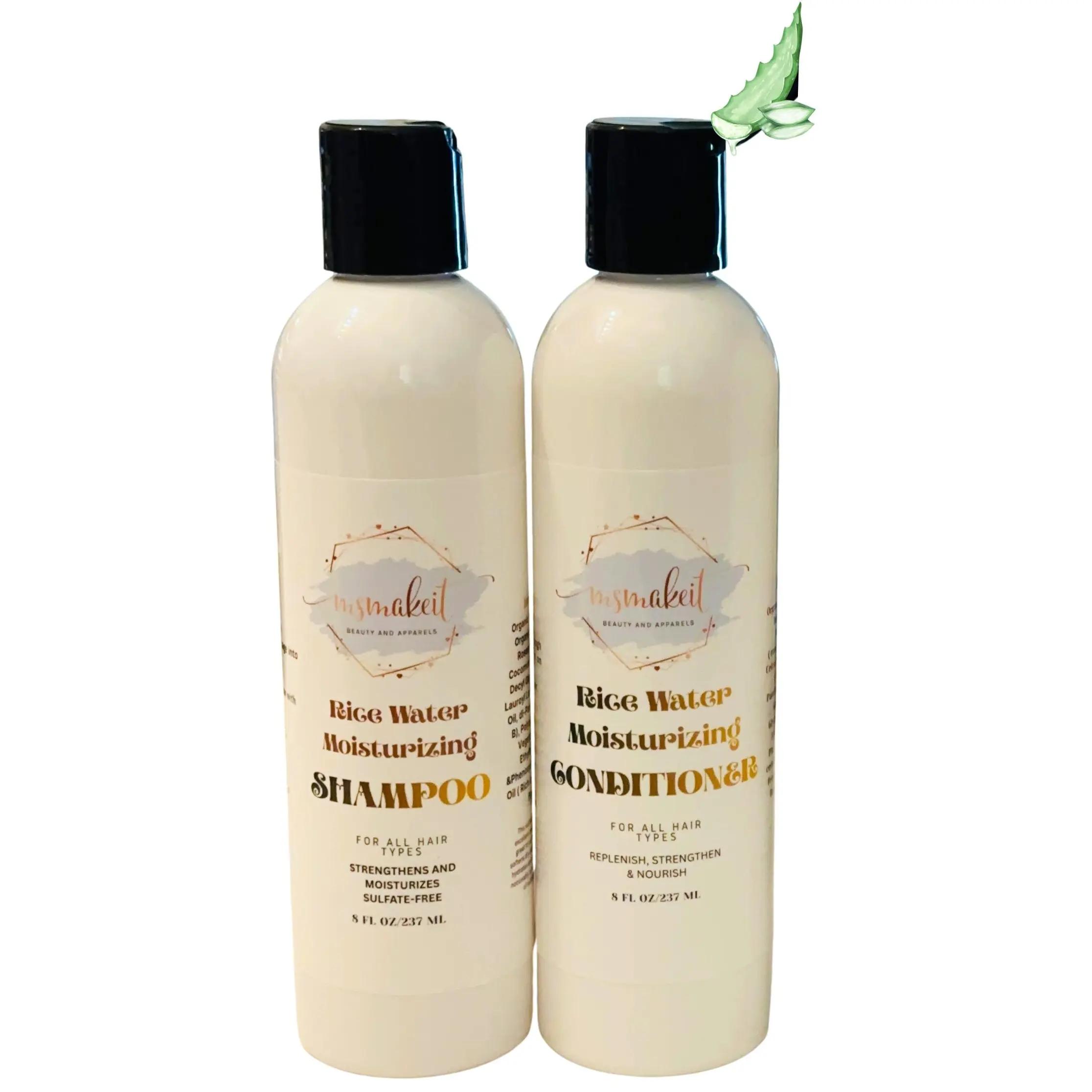 Msmakeit Shampoo & Conditioner Duo with Rice Water & Flax Oil, Sulfate-Free Hair Moisturizer for Dry Brittle Hair & Scalp, Creamy & Gentle for Daily Use, Hydrate, Cleansing, Any, Haircare, Cleanser, Moisturizing, Hydrating, Moisture, Wholesale