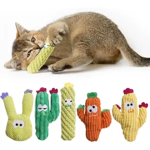 Cat Toys Suitable for Indoor Cats, 100% Pure Organic Catnip Stuffed Toys Without Cotton, Interactive Cactus Kitten Toys to Relieve Anxiety, Soft and Cute Teething and Chewing Toys, 5-Pack