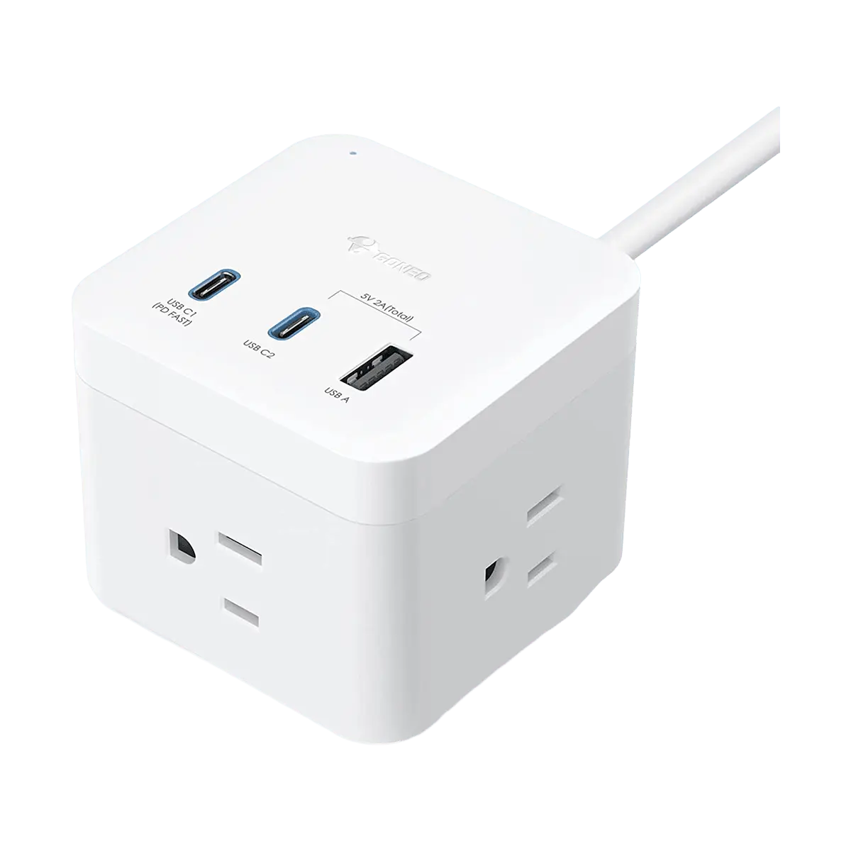 GONEO Bull Multi-Function Power Strip with USB & Type C - 5FT, 3 Outlets, American Standard