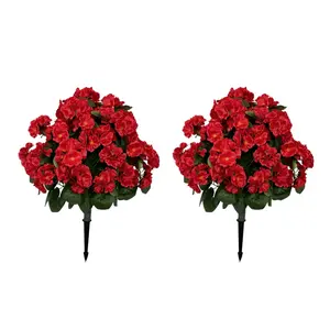 Garvee Begonia Artificial Plant Set with 2 Flower Balls, 60 cm Tall, UV Resistant, Silk Fabric and Plastic Sphere Trees, Ideal for Indoor and Veranda Decoration