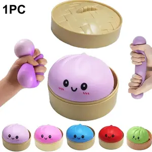 Cute Glitter Emoji Baozi Squishy Toy with Steamer, 2 Styles Available, Stress Relief Tool, Decompression Squeeze, Perfect for Classroom Rewards and Party Gifts