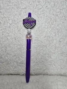 Mama Checkered Beaded Pen – Purple
