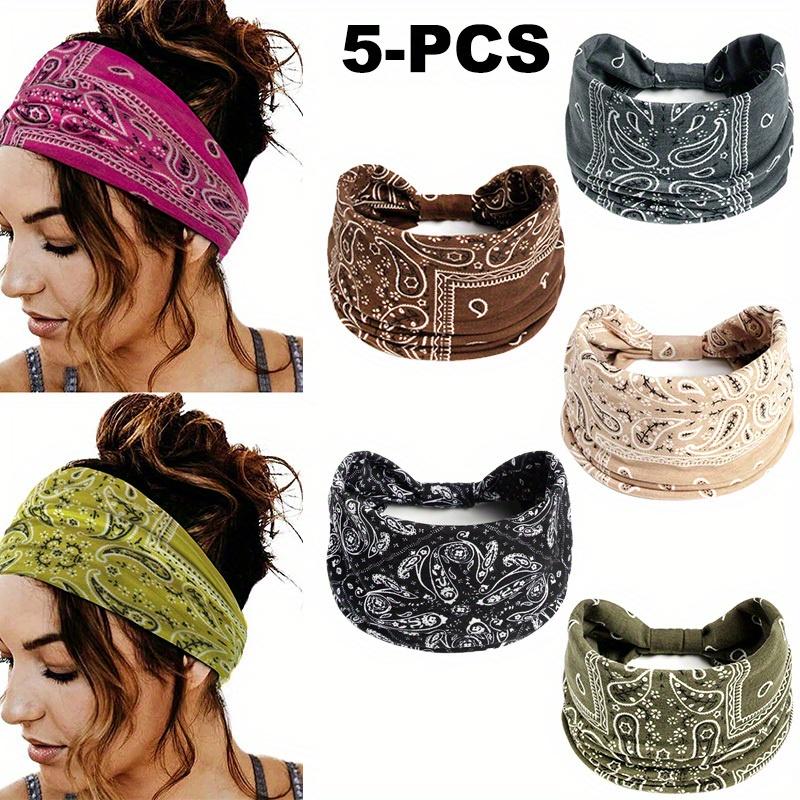 5pcs Bohemian Paisley Headbands for Women - Soft, Stretchy & Breathable Multifunctional Hairbands in 5 Vibrant Colors  - Perfect for Yoga, Running & Outdoor Sports, All-Season Comfort, Exercise Headband | Vibrant Headbands | Stretchy Fabric