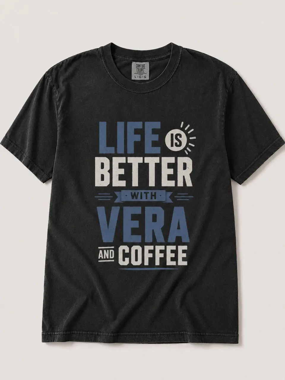 Women's Graphic Tee, Personalized Coffee Lover T-Shirt in Vintage Comfort Colors Cotton, Casual Loose Short Sleeve Top for Everyday, Shortsleeve, Printed