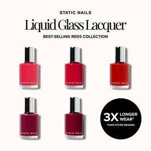 Static Nails Best-Selling Red Liquid Glass Lacquer Collection- Lasts 3x Longer Than Other Nail Polish Brands- Chip-Resistant, Long-Lasting, Non-Toxic