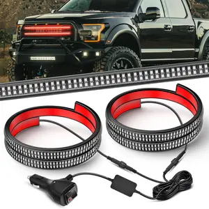 Nilight 2PCS 24 inch Truck Grille Strobe Lights Strip 384 LED Light Red Flexible Side Flashing Working Safety Waterproof Lighting Kit for Trucks Tow Plow Construction Vehicles summervibes