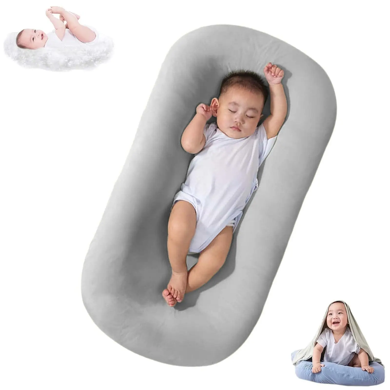 Portable Baby Lounger Pillow - Soft Head Support & Snuggle Nest Sleeper for Newborns & Infants
