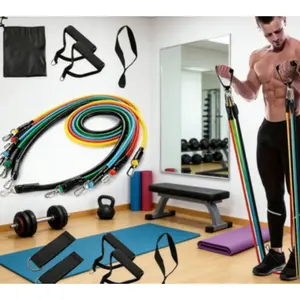 Multifunctional tensioner and resistance band, set combination, fitness resistance rope, elastic rope, stretch rope, suitable for both indoor and outdoor use, convenient to carry during travel