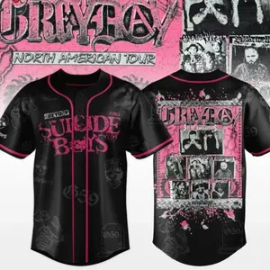 $uicideboy$ Greyday 2026 Tour Baseball Jersey – North America Concert Shirt, Underground Rap Merch, Unisex Streetwear