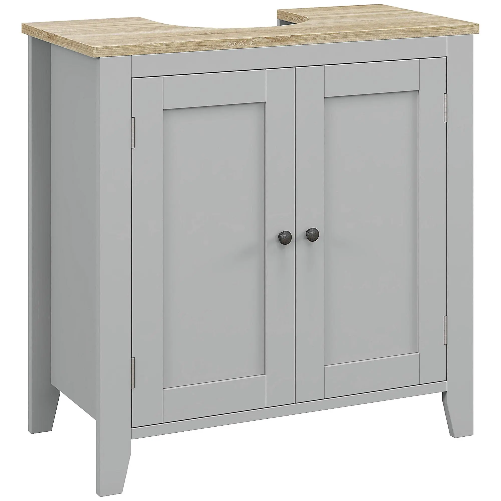 Kleankin Pedestal Sink Storage Cabinet, Under Sink Cabinet with U-Shape and Adjustable Internal Shelf, Gray