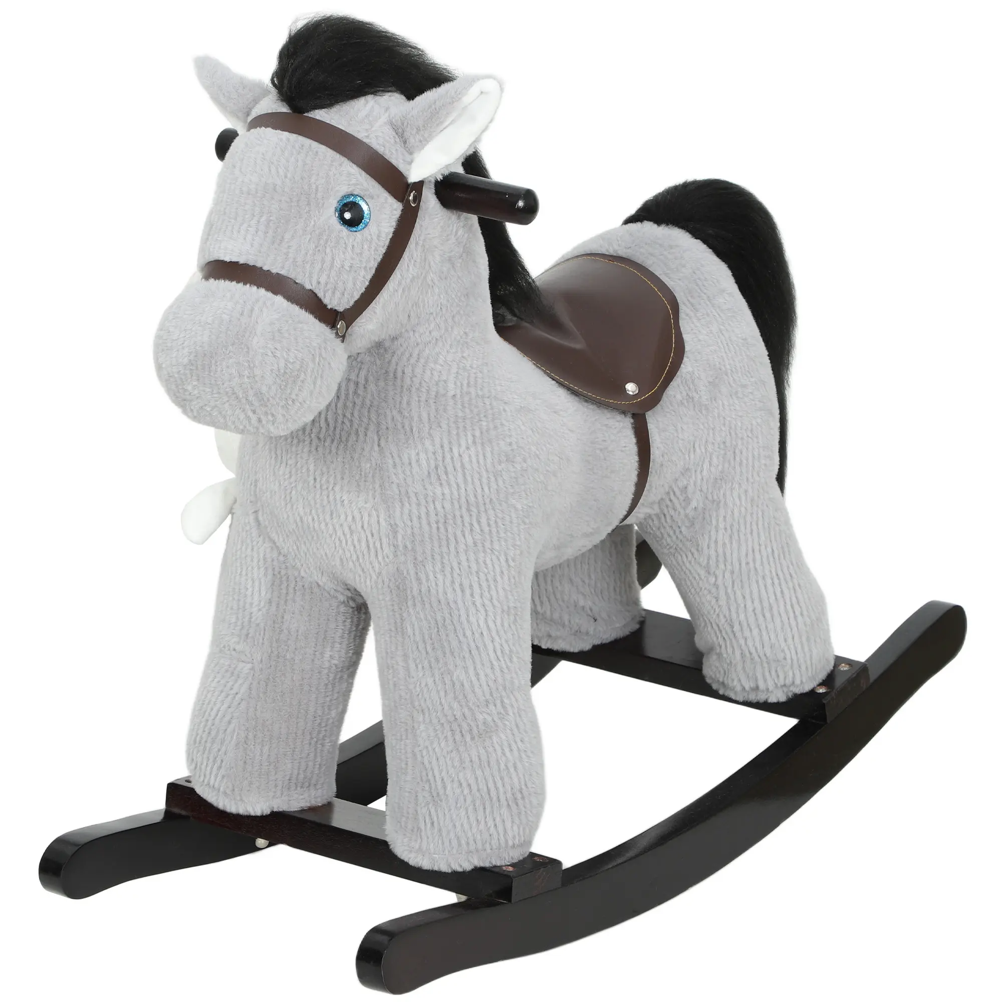 loud Like Gentle Plush Kids Ride On Rocking Horse with Lifelike Horse Sounds Cute Rabbit Accessory Stable Rock Structure for Warm Parent Child Story Time Interactive Play at Home