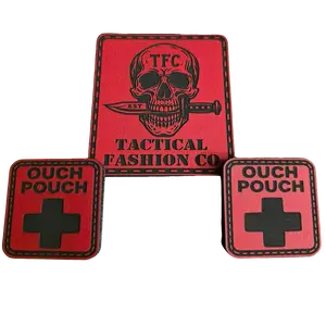 “Ouch Pouch” Leather Medic Patch 2 Pack– Tactical Red Cross First Aid Identifier – Hook Backed for Backpacks, Rigs & Trauma Kits