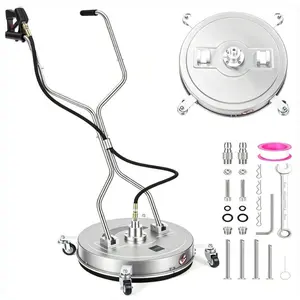 21 Inch Pressure Washer Surface Cleaner with 4 Wheels, Dual Handle Stainless Steel Power Washer Attachment, Heavy Duty Cleaning Tool for Patio, Sidewalk, Deck & Driveways