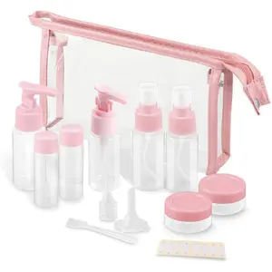 Travel Bottles Kit, TSA Approved Leak Proof Portable Toiletry Containers Set, Clear PET Flight Size Cosmetic Containers for Lotion, Shampoo, Cream, Soap, Set of 11