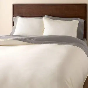 3pc King Solid Duvet Cover Set Sour Cream - Hearth & Hand with Magnolia