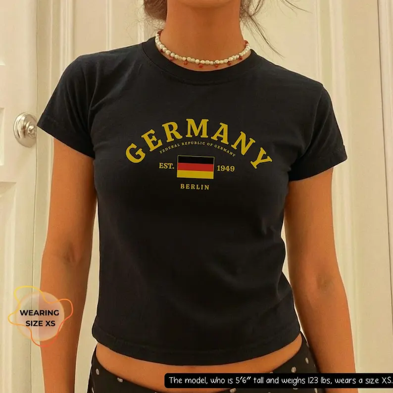Germany Baby Tee, Deutschland Flag Graphic Shirt, German Pride Women's Top