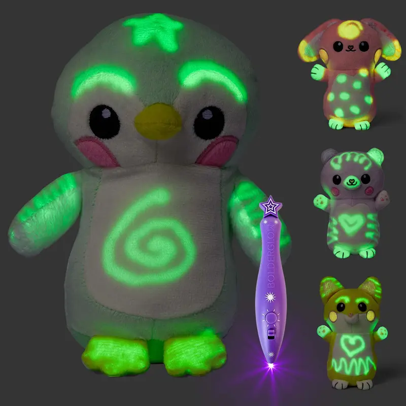 GlowBabies Small Magical Mini Plushes 100% Glow-in-the-Dark With Bolderglow Light Pen Included Mess-Free Fun for Kids Ages 3+