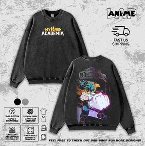 Vintage Washed My Hero Academia Deku Izuku Midoriya Graphic Tee Unisex Anime Hoodie Sweatshirt Tanktop Mens Womens Streetwear