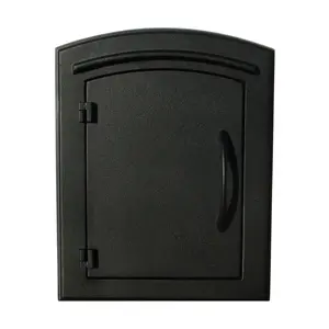 QualArc MAN-1400-BL 14 in. Manchester Non-Locking Column Mount Mailbox Plain Door in Black, Outdoor