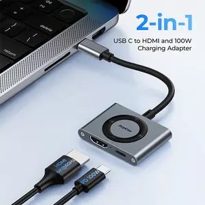 RayCue 2-in-1 USB C Hub to HDMI Adapter with 4K@60Hz & 100W PD Charging for Laptops, MacBooks, iPads, iPhones, Tablets, and Switches connectivity micro dongle mover gaming keyboard usb-c port creamy keyboards creamykeyboards recliner workstation Ethernet