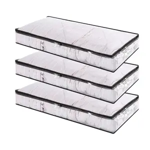 3 Pack Clear Underbed Storage Bags 75L Transparent Clothes Bags Large Capacity Under the Bed Clothing Containers with Reinforced Handles Zippered Organizers for Comforters Blankets Bedding