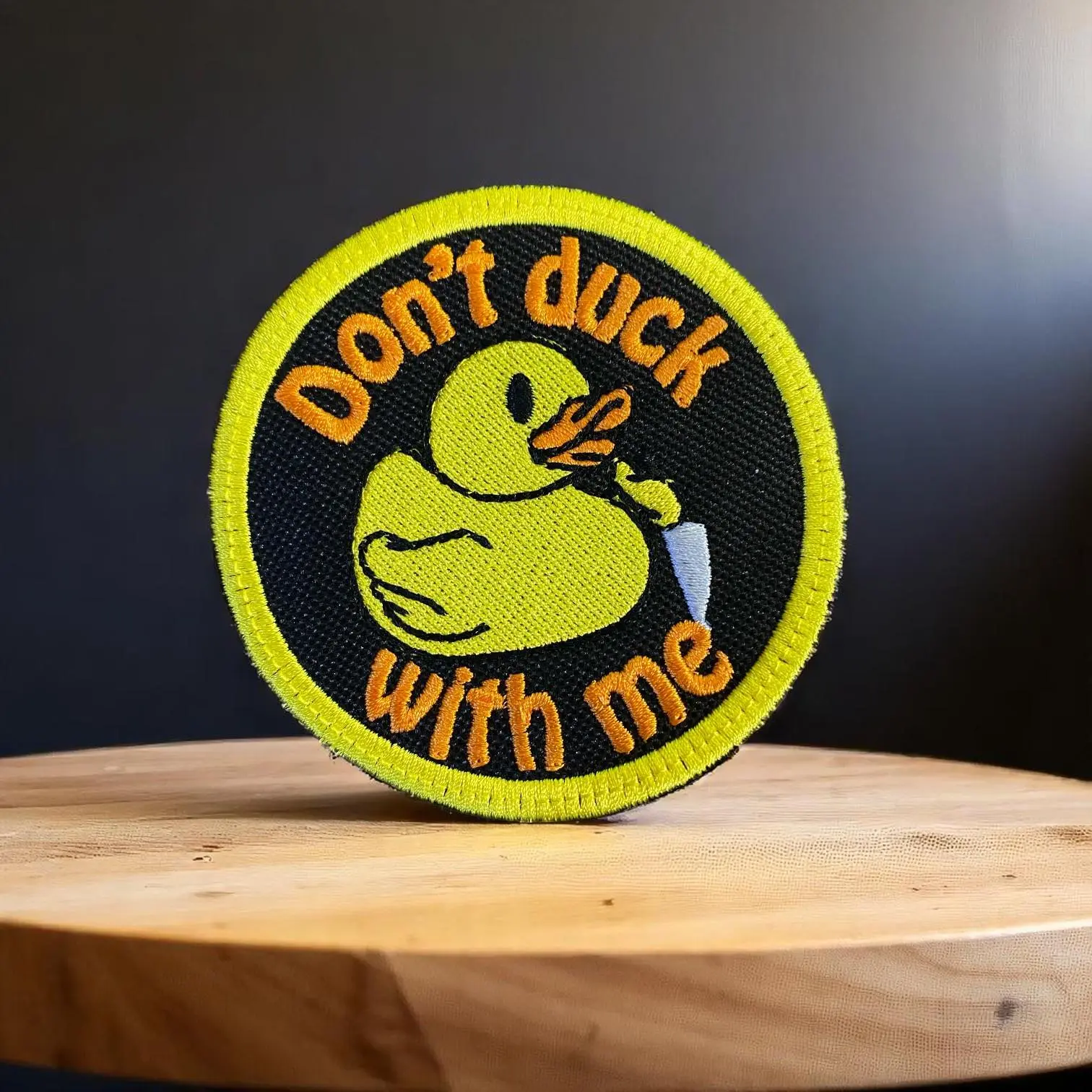 "Don't Duck With Me" Rubber Duck Determination Embroidered Morale Patch - Funny Puns, Versatile Iron-On/Sew-On Sewing Supply, Playful Defiance, Humorous Gift, 2 Sizes (3.31x3.31in, 3.69x3.69in)