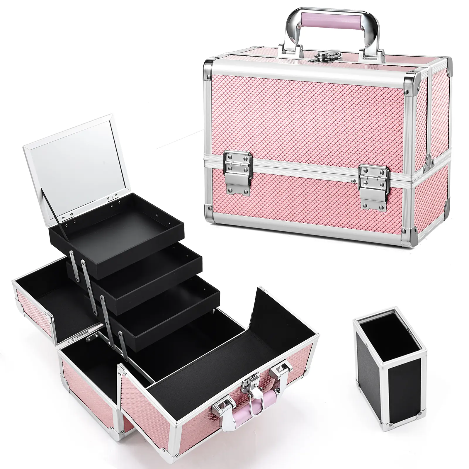 Joligrace Large Makeup Box 3 Tray Cosmetic Train Case Lockable with Keys, Mirror and Brush Holder Travel Cosmetic Display Case - TikTok Shop Joligrace Large Makeup Box 3 Tray Cosmetic Train Case Lockable with Keys, Mirror and Brush Holder Travel Cosmetic Display Case - TikTok Shop