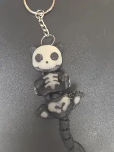 3d printed skelly cat glow in dark keychain