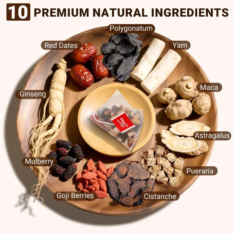 Organic tea leaves 120 Bags Suit Kidney Tea Formula Organic Ginseng Kidney Cleansing & Energy Tea - Eight Treasures  Formula-Ginseng Eight Treasures Herbal Tea | Ancient Formula for Kidney Health & Overall Wellness, Men & Women