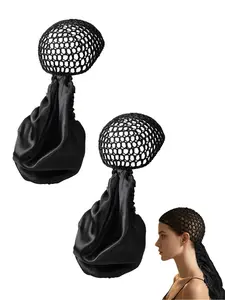2-piece set of 2-in-1 wrapped hair caps, Hair wraps, and hair nets for sleeping, suitable for ladies' home use, Silk-wrapped hair caps with double-layer mesh band design, breathable and gentle on hair, suitable for curly hair
