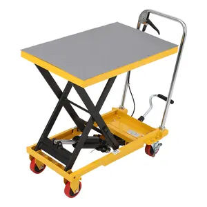 Heavy Duty 500LBS Hydraulic Lift Table Cart, Manual Single Scissor Platform, 28.5" Max Lift Height, Non-Slip Surface with 4 Wheels for Construction Garage Workshop Material Handling