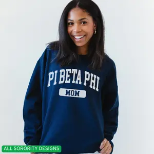 All Sorority Mom Navy Crewneck Sweatshirt, Proud Greek Life College Mom Apparel, Cozy Unisex Pullover, Classic Navy Design, Perfect Gift for Sorority Moms & Family Supporters