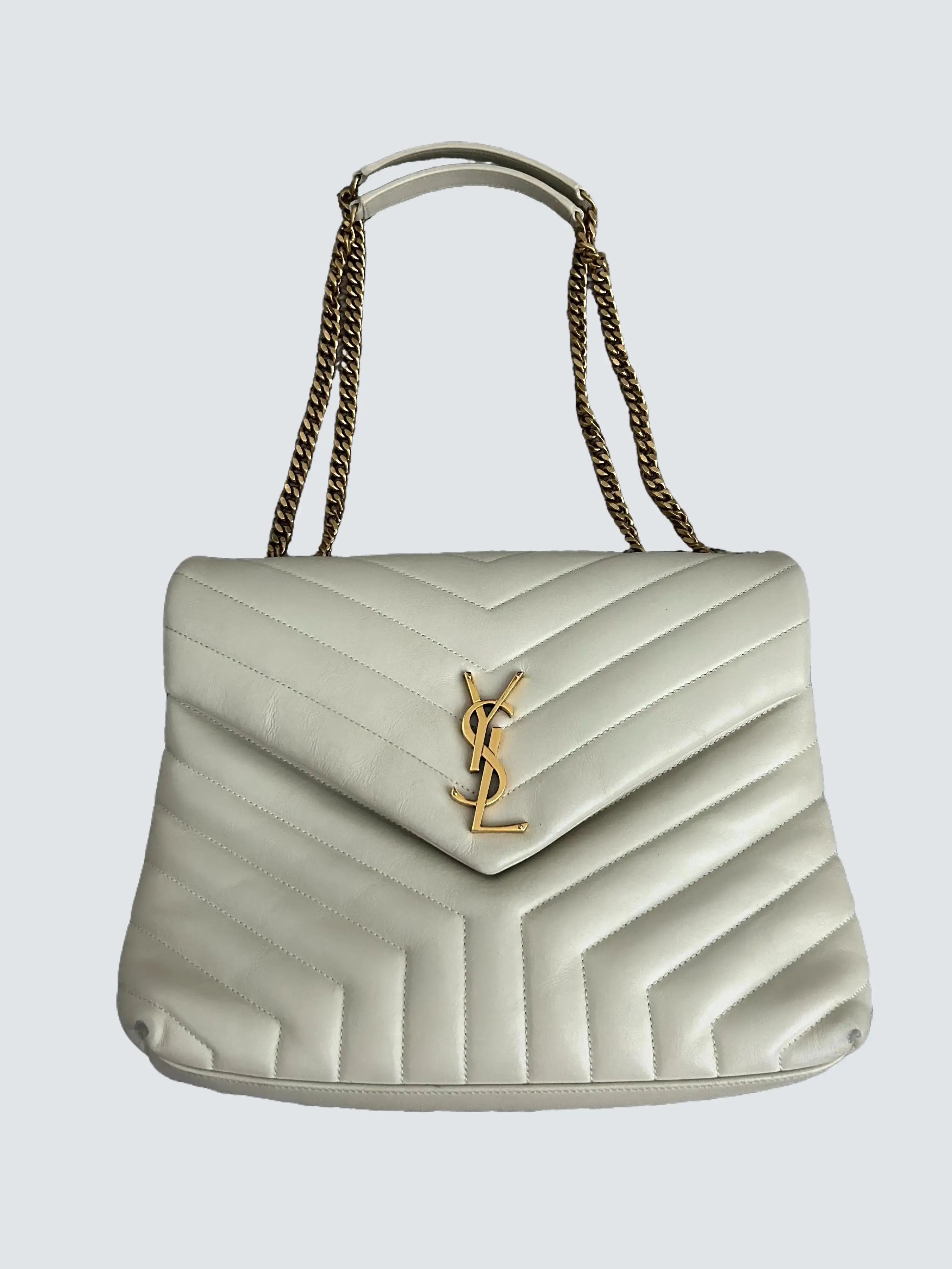 Pre-owned Yves Saint Laurent Calfskin Leather Shoulder Bags Medium LouLou Shoulder Bag