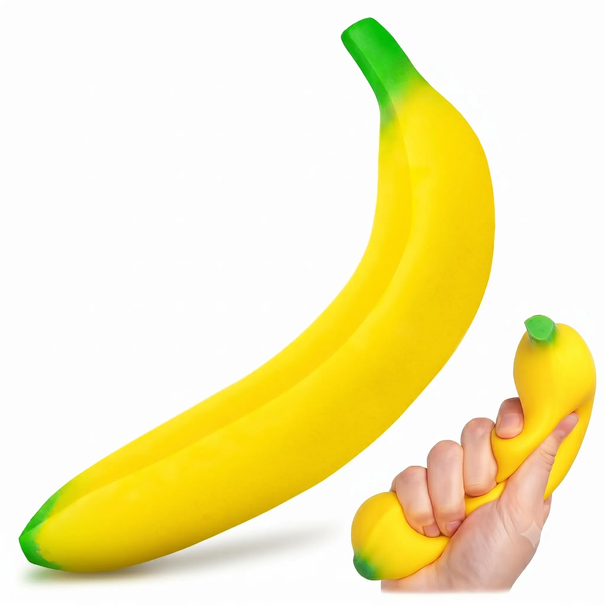 Fake Banana Stress Relief Fidget Toy – 6.7" Soft PU Foam Squeeze for Adults, Lightweight Desk Accessory & Novelty Office Decor, Realistic Squishy Banana Shape for Relaxation