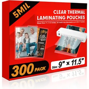 Laminating Sheets, 300 Pack Clear Thermal Laminating Plastic Paper Laminator Sheets, 9 x 11.5-Inch, 5mil, Ideal Office or School Supplies