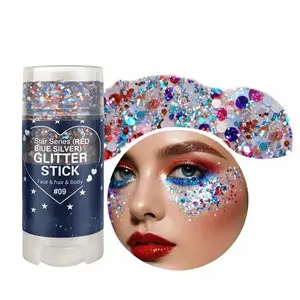 Sparkling Sequins Glitter Gel Stick Mermaid Sequin Body Glitter Gel Cosmetic Hair Glitter Festival Makeup for Christmas Party
