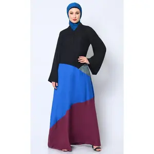 Abaya with Striking Color-Blocking Panels and pockets