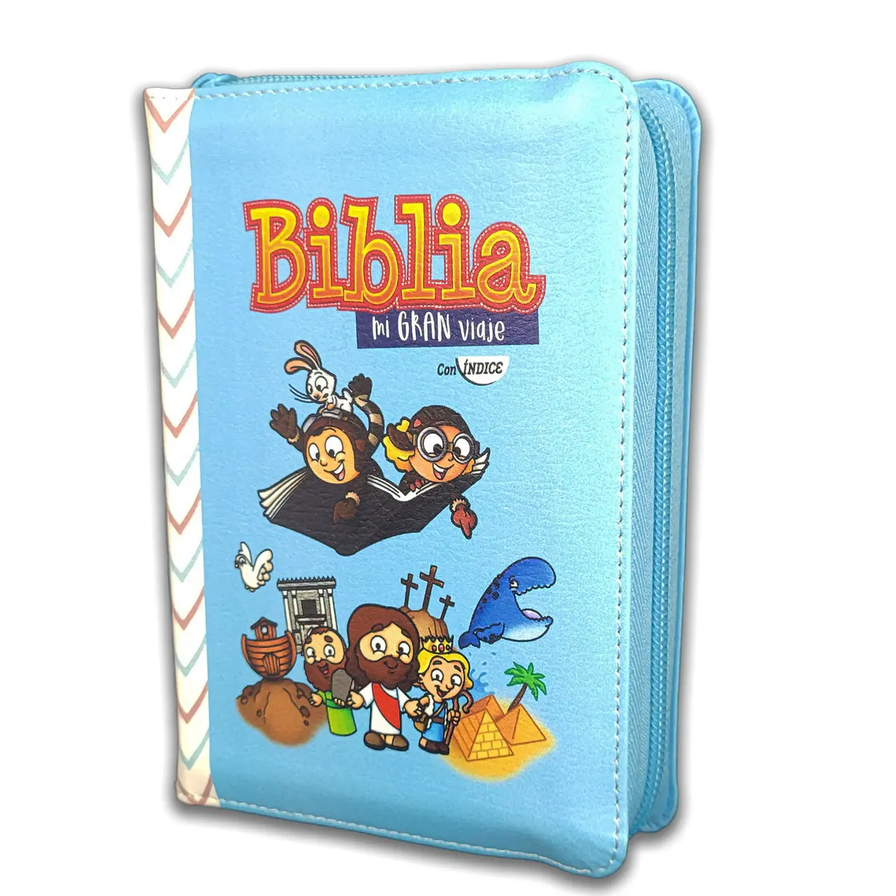 biblia ilustrada para niños azul Cielo Rayas Rv1960 Con Índice cierre