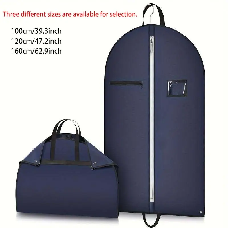 [1/3pcs Foldable Garment Bags with Pocket] 1/ 3pcs Travel Garment Bags for Hanging Clothes, Suit Bags for Closet Storage, Foldable with Pocket and Clear Window, Garment Folding Covers with Zipper for Coats, Jackets, Shirts, Long Dresses, Portable Covers
