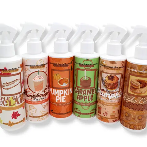 Incredible Inedible Sweets Premium Fabric Freshener & Luxurious Linen Room Spray - 8 fl oz Fall Collection Halloween Household Items, Fruit-Dessert Aroma Mist in Container for Bedding, Clothes